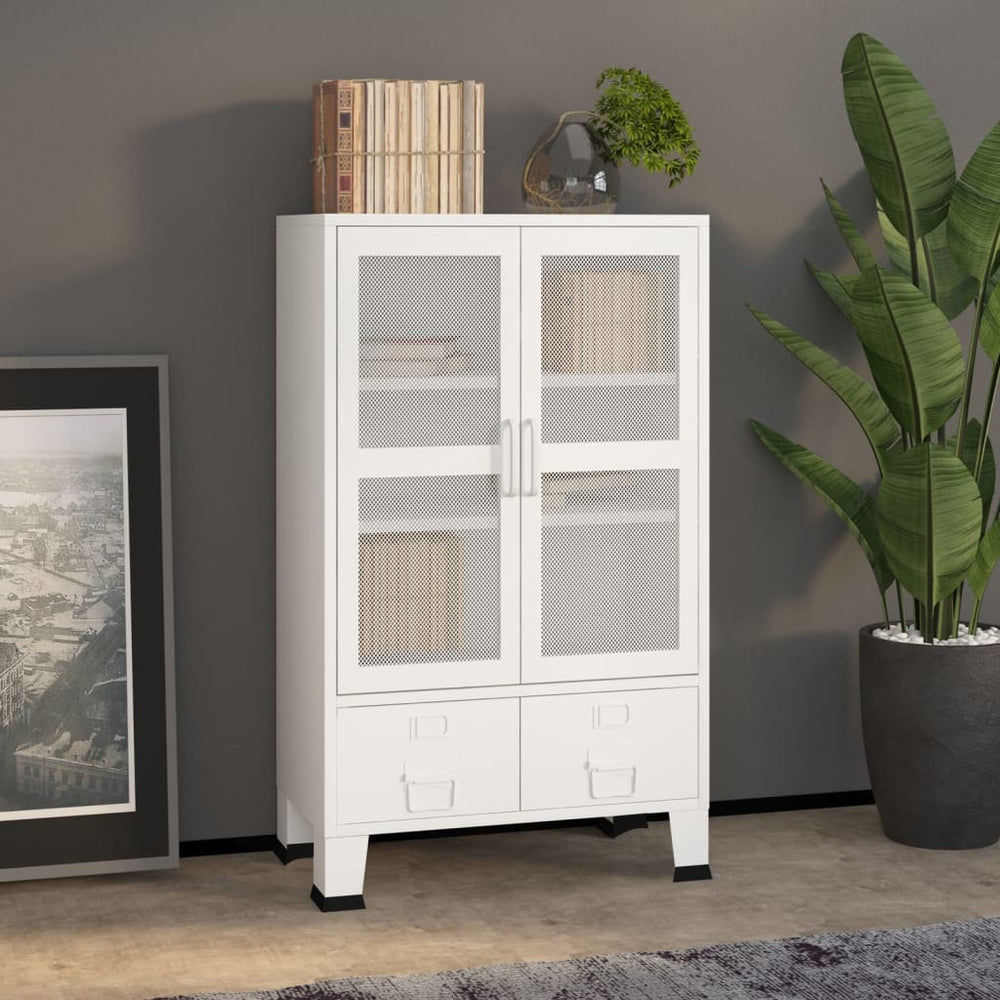 vidaXL Storage Cabinet Industrial White 70x40x115 cm Metal
