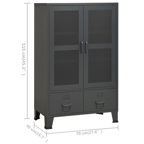vidaXL Industrial Storage Cabinet Anthracite 70x40x115 cm Metal