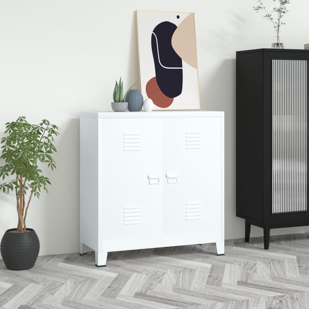 vidaXL Industrial Storage Chest White 90x40x100 cm Steel