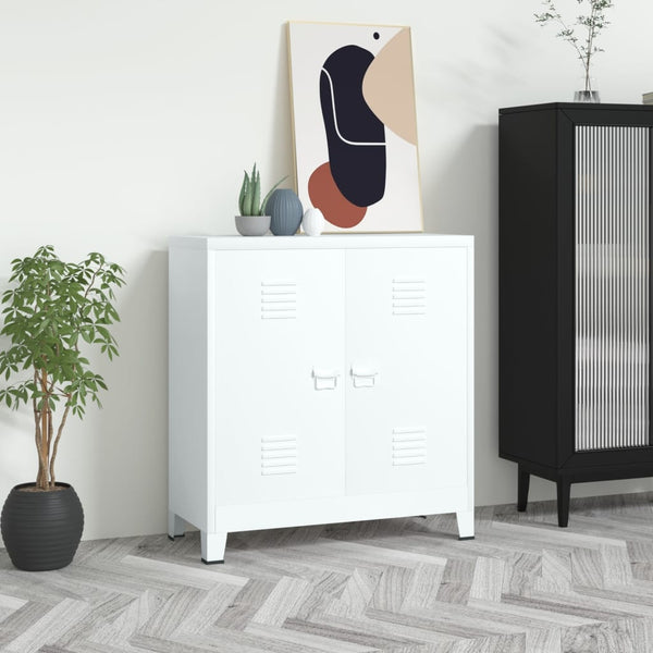 vidaXL Industrial Storage Chest White 90x40x100 cm Steel