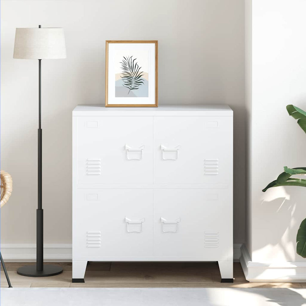 vidaXL Industrial Storage Trunk White 75x40x80 cm Steel