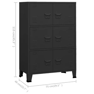 vidaXL Industrial Storage Cabinet Black 75x40x115 cm Metal