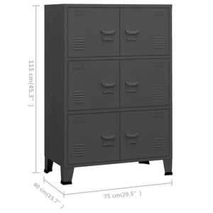 vidaXL Storage Cabinet Industrial Anthracite 75x40x115 cm Metal