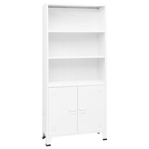 vidaXL Industrial-Style Bookshelf White 80x32x180 cm Steel
