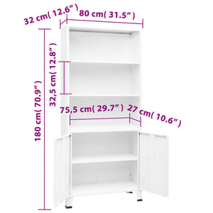 vidaXL Industrial-Style Bookshelf White 80x32x180 cm Steel