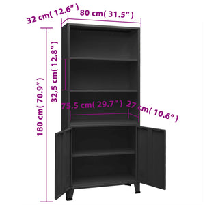 vidaXL Industrial-Style Bookcase Anthracite 80x32x180 cm Steel