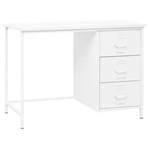 vidaXL Industrial-Style Desk with Drawers White 105x52x75 cm