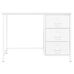 vidaXL Industrial-Style Desk with Drawers White 105x52x75 cm