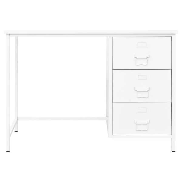 vidaXL Industrial-Style Desk with Drawers White 105x52x75 cm