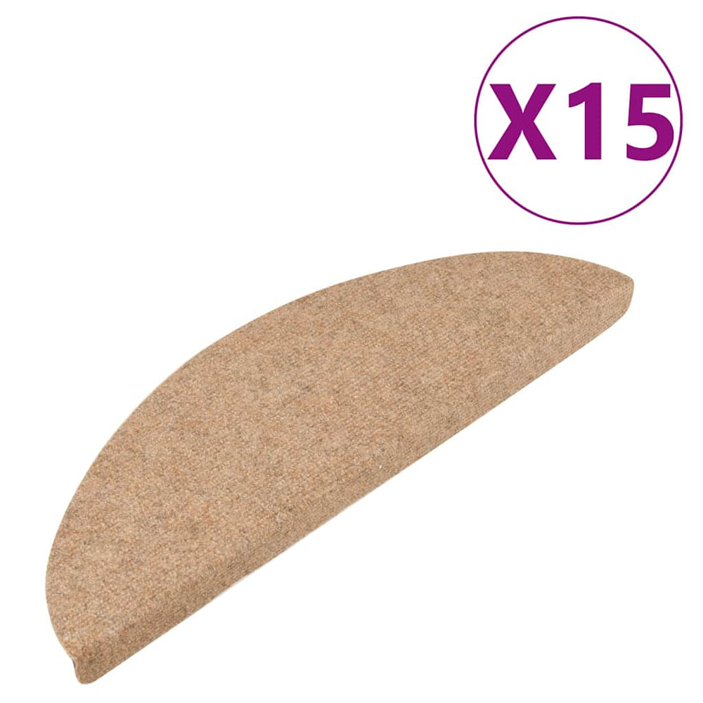 vidaXL Self-Adhesive Stair Mats 15 pcs. 56x17x3 cm Beige