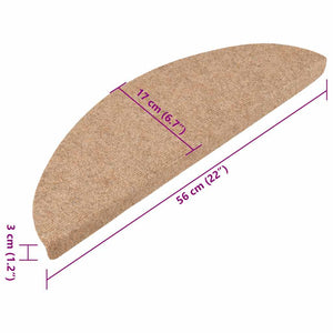 vidaXL Self-Adhesive Stair Mats 15 pcs. 56x17x3 cm Beige