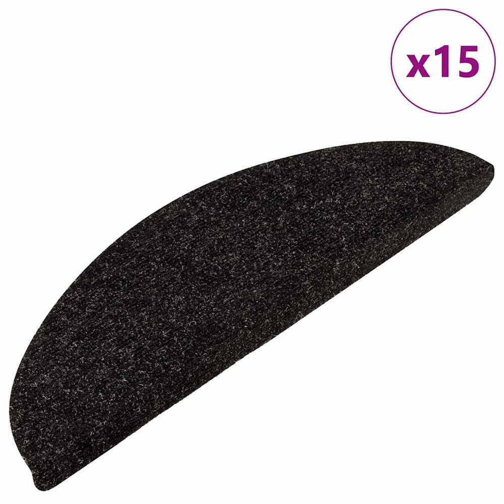 vidaXL Self-Adhesive Stair Mats 15 pcs. 56x17x3 cm Anthracite