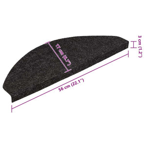 vidaXL Stair Mats Self-Adhesive 15 pcs. 56x17x3 cm Black