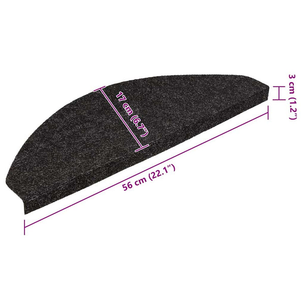 vidaXL Stair Mats Self-Adhesive 15 pcs. 56x17x3 cm Black