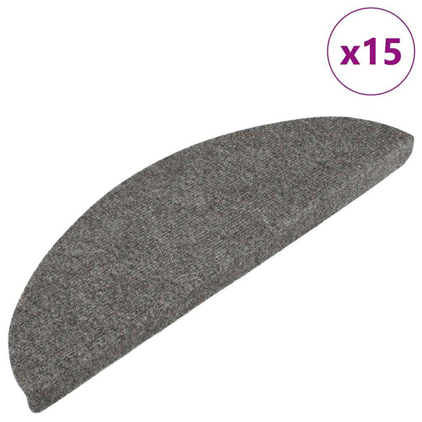 vidaXL Stair Mats Self-Adhesive 15 pcs. 56x17x3 cm Grey