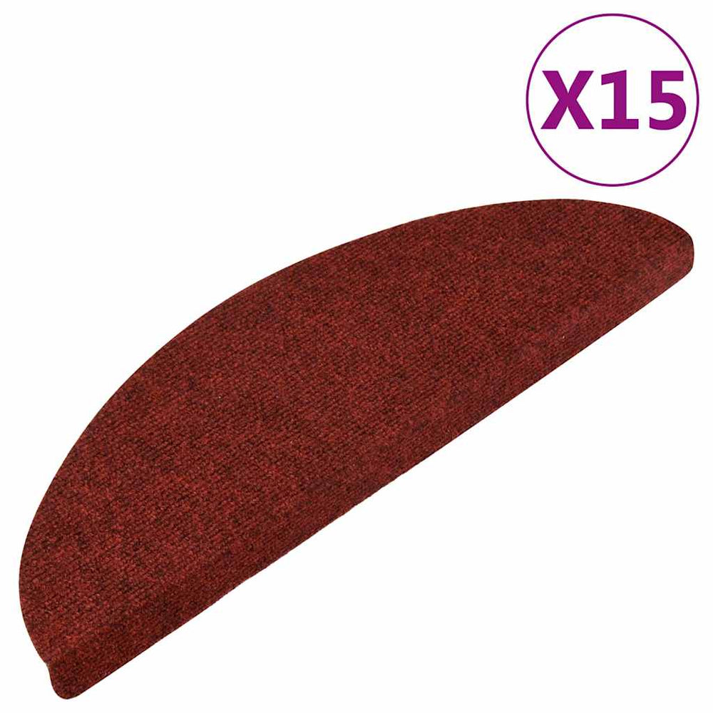 vidaXL Self-Adhesive Stair Mats 15 pcs. 56x17x3 cm Red