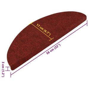 vidaXL Self-Adhesive Stair Mats 15 pcs. 56x17x3 cm Red