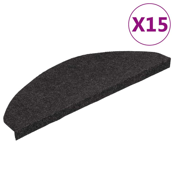 vidaXL Self-Adhesive Stair Treads 15 pcs. 65x22.5x3.5 cm Black