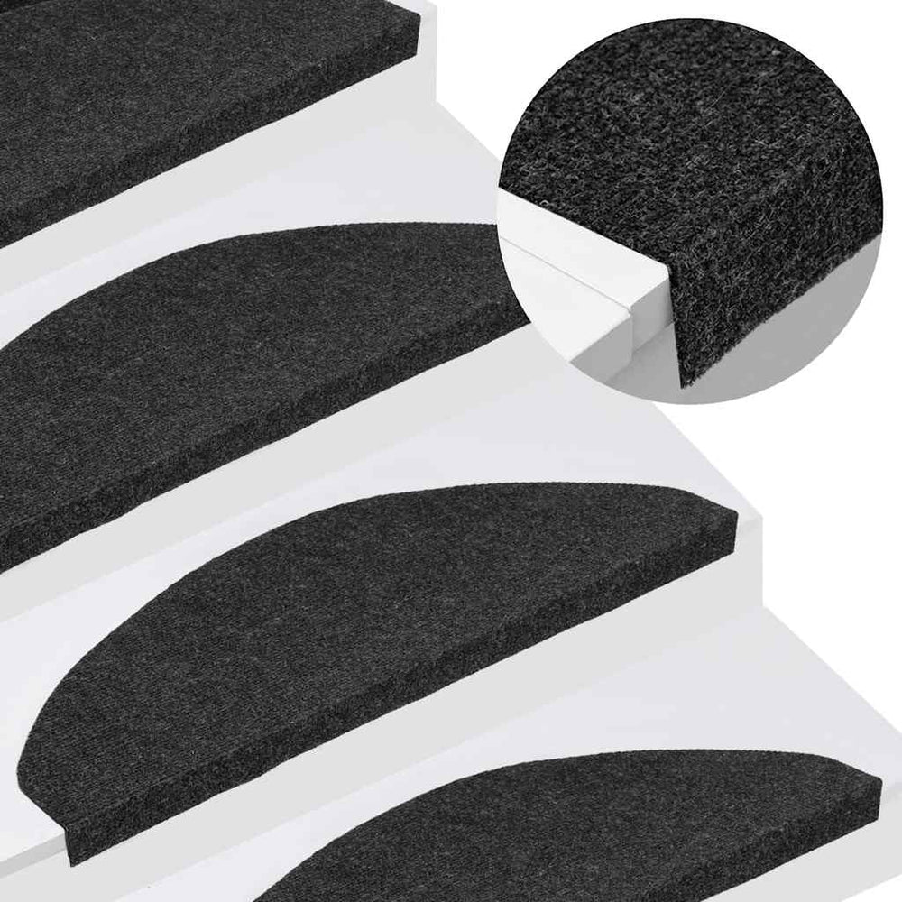 vidaXL Self-Adhesive Stair Treads 15 pcs. 65x22.5x3.5 cm Black