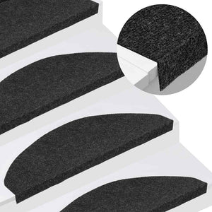 vidaXL Self-Adhesive Stair Treads 15 pcs. 65x22.5x3.5 cm Black