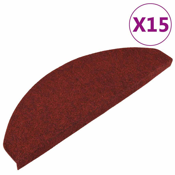 vidaXL Stair Mats Self-Adhesive 15 pcs. 65x22.5x3.5 cm Red