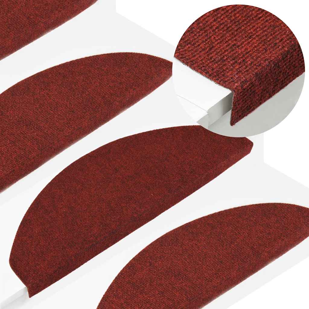vidaXL Stair Mats Self-Adhesive 15 pcs. 65x22.5x3.5 cm Red