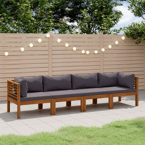 vidaXL 4-Seater Garden Sofa with Cushions Solid Acacia Wood
