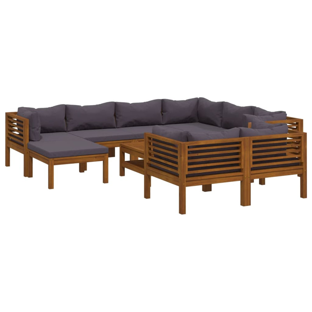 vidaXL 10-piece Garden Lounge Set with Cushions Solid Acacia Wood