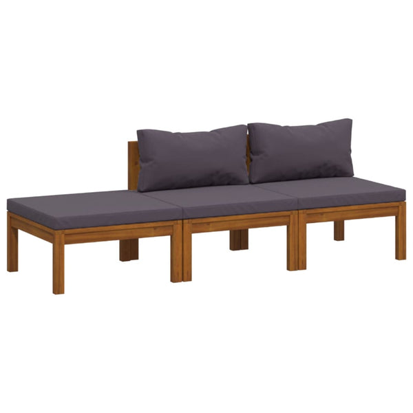 vidaXL 3-Piece Garden Lounge Set with Cushions Solid Acacia Wood
