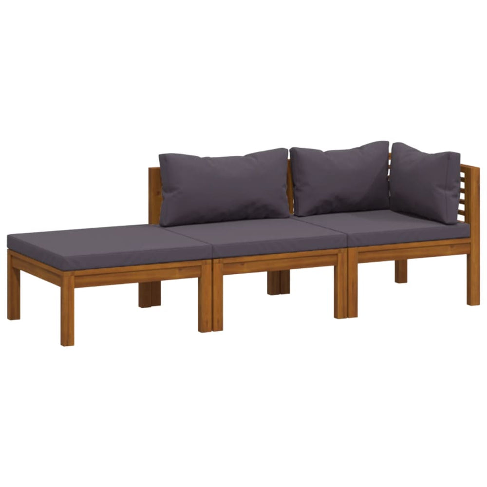 vidaXL 3-Piece Garden Lounge Set with Cushions Solid Acacia Wood