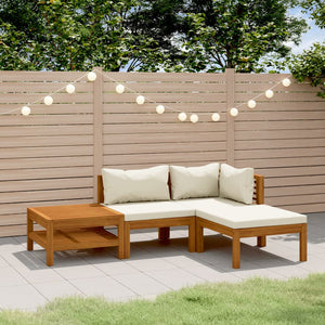 vidaXL 4-piece Garden Lounge Set with Cream Cushions Solid Acacia Wood