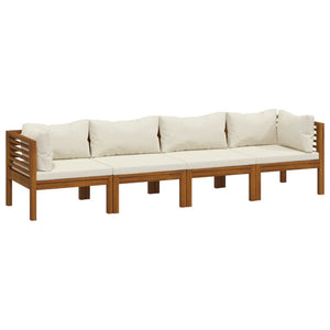 vidaXL 4-Seater Garden Sofa with Cream Cushions Solid Acacia Wood