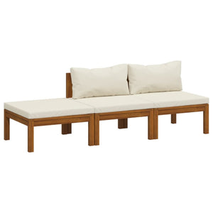 vidaXL 3-Piece Garden Lounge Set with Cream Cushions Solid Acacia Wood