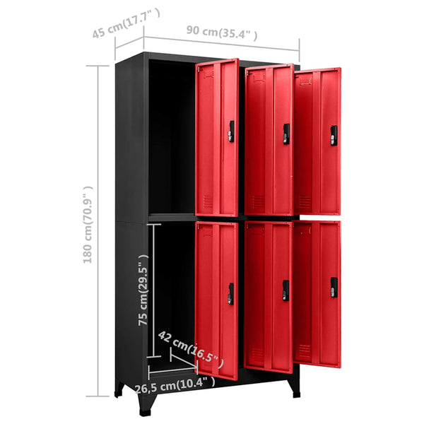 Stahlschrank Anthrazit/Rot, 180 cm