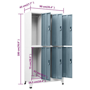 Schließfachschrank Stahl Hellgrau/Dunkelgrau 90x45x180cm