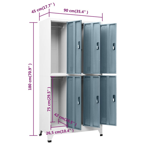 Schließfachschrank Stahl Hellgrau/Dunkelgrau 90x45x180cm