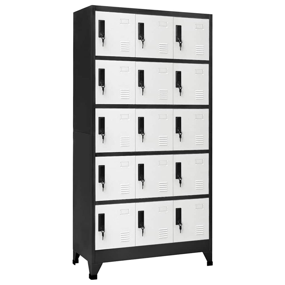 Schließfachschrank Stahl Anthrazit/Weiß 90x40x180 cm