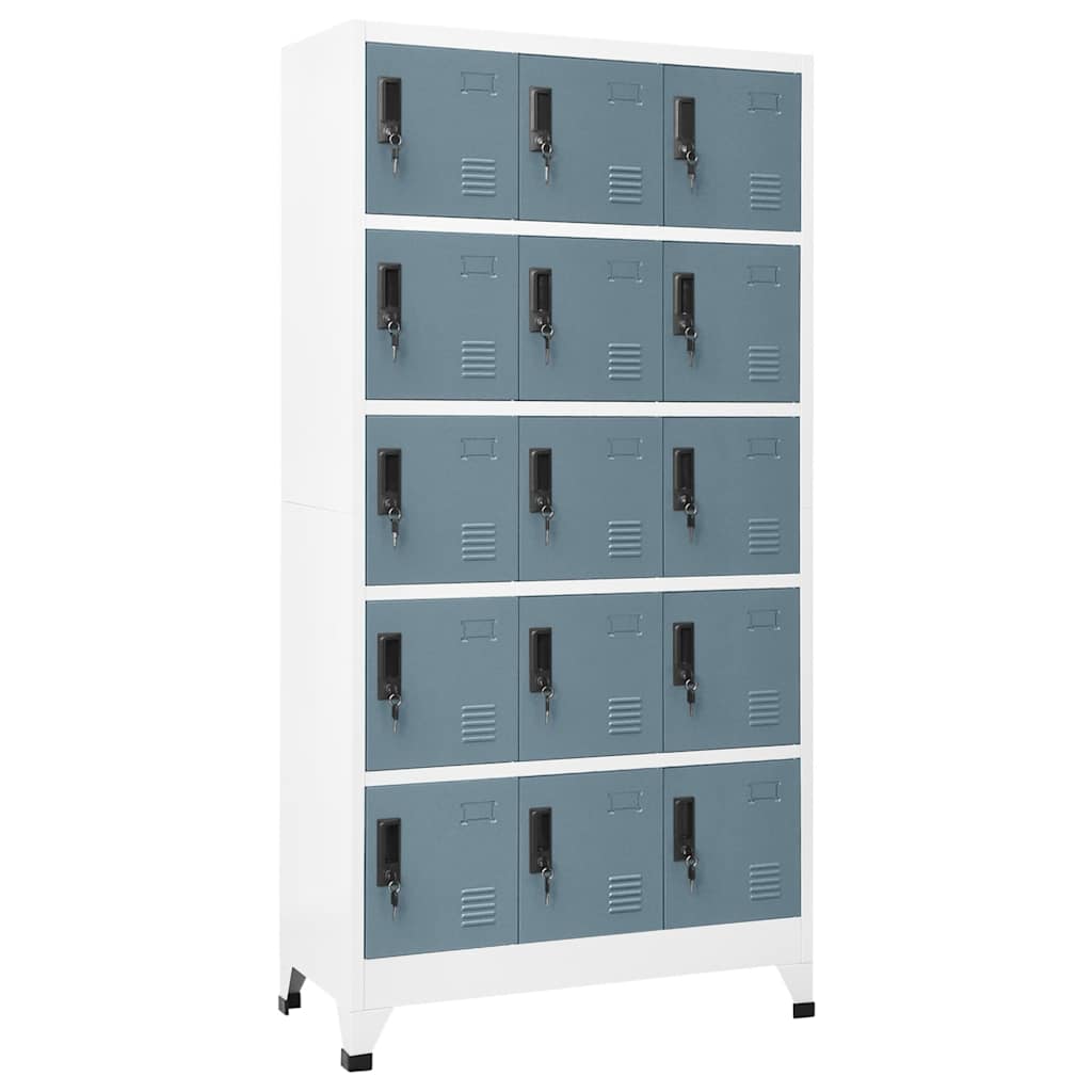 Stahl Schließfachschrank Hellgrau/Dunkelgrau 90x40x180cm