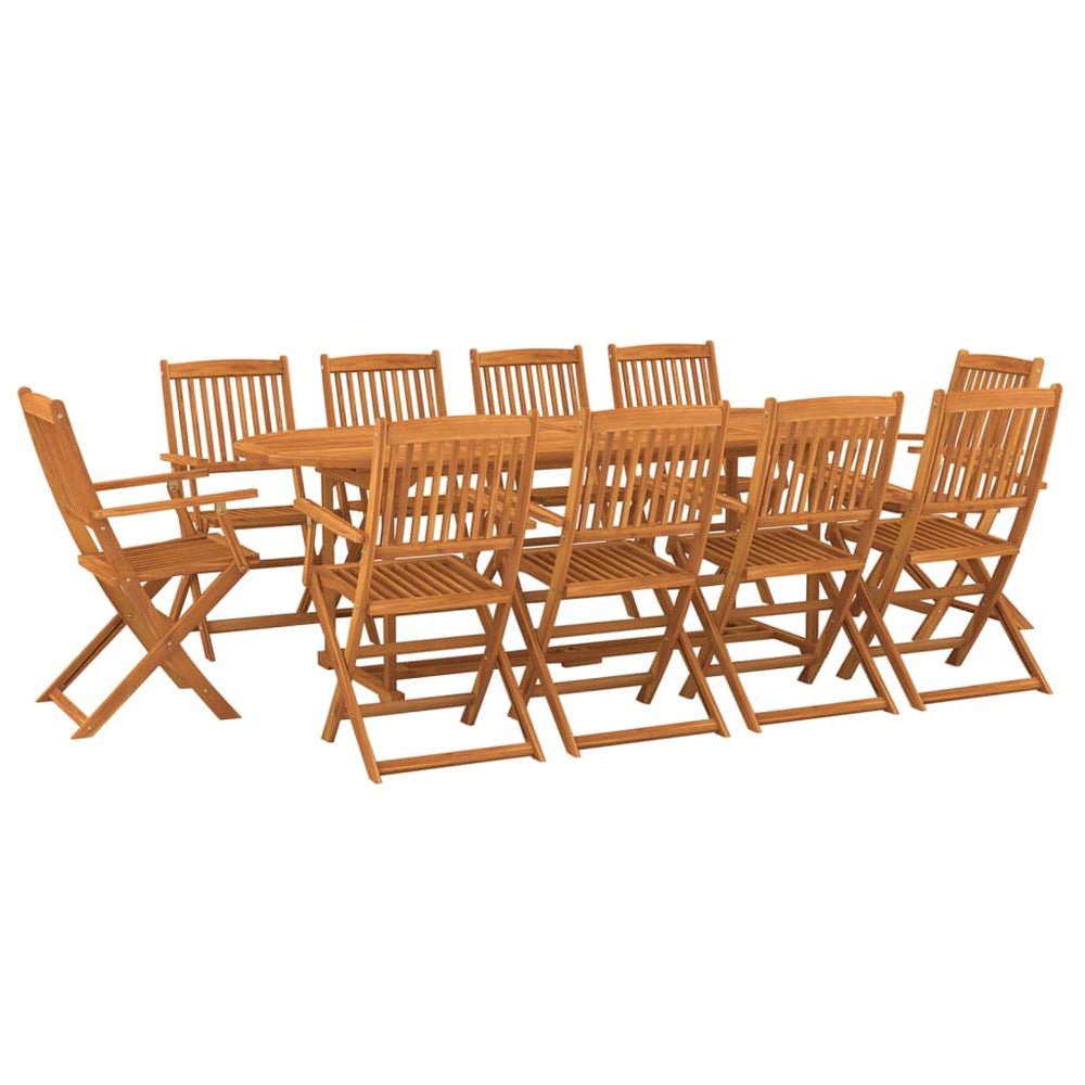 vidaXL 11-Piece Outdoor Dining Set 220x90x75 cm Solid Acacia Wood