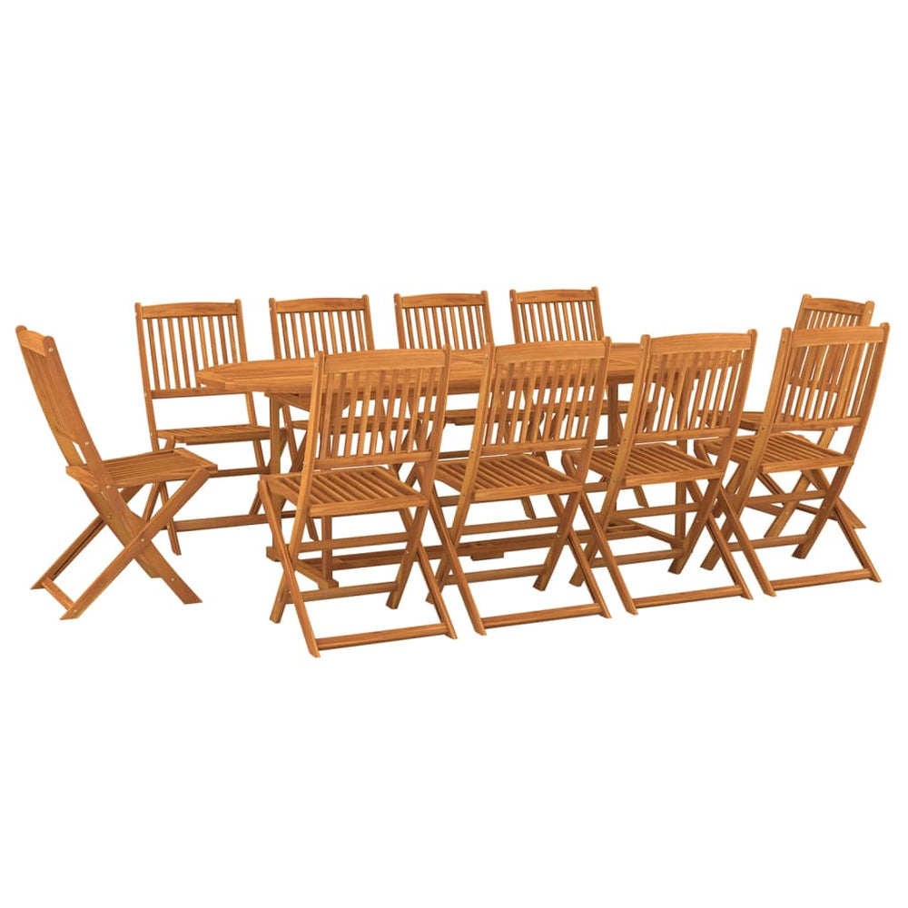 vidaXL 11-Piece Outdoor Dining Set 220x90x75 cm Solid Acacia Wood