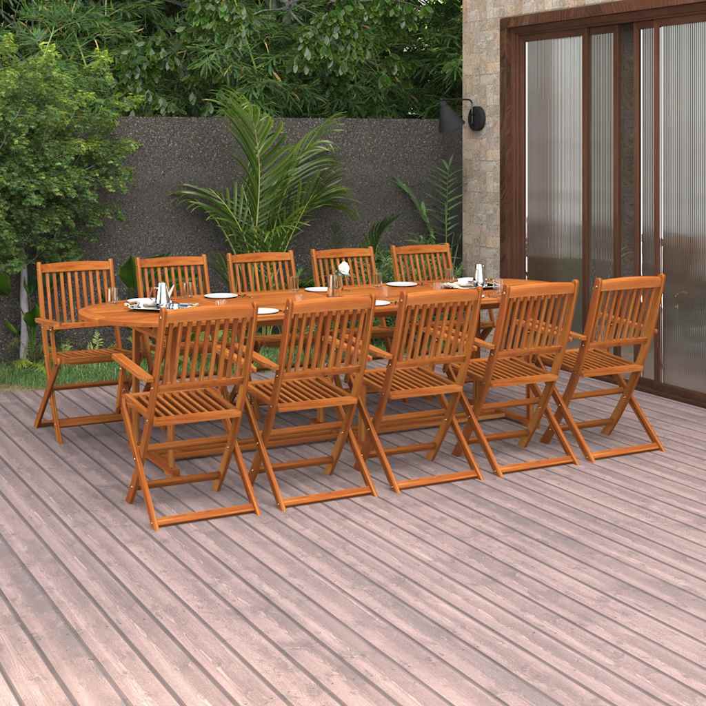 vidaXL 11-piece Outdoor Dining Set 280x90x75 cm Solid Acacia Wood