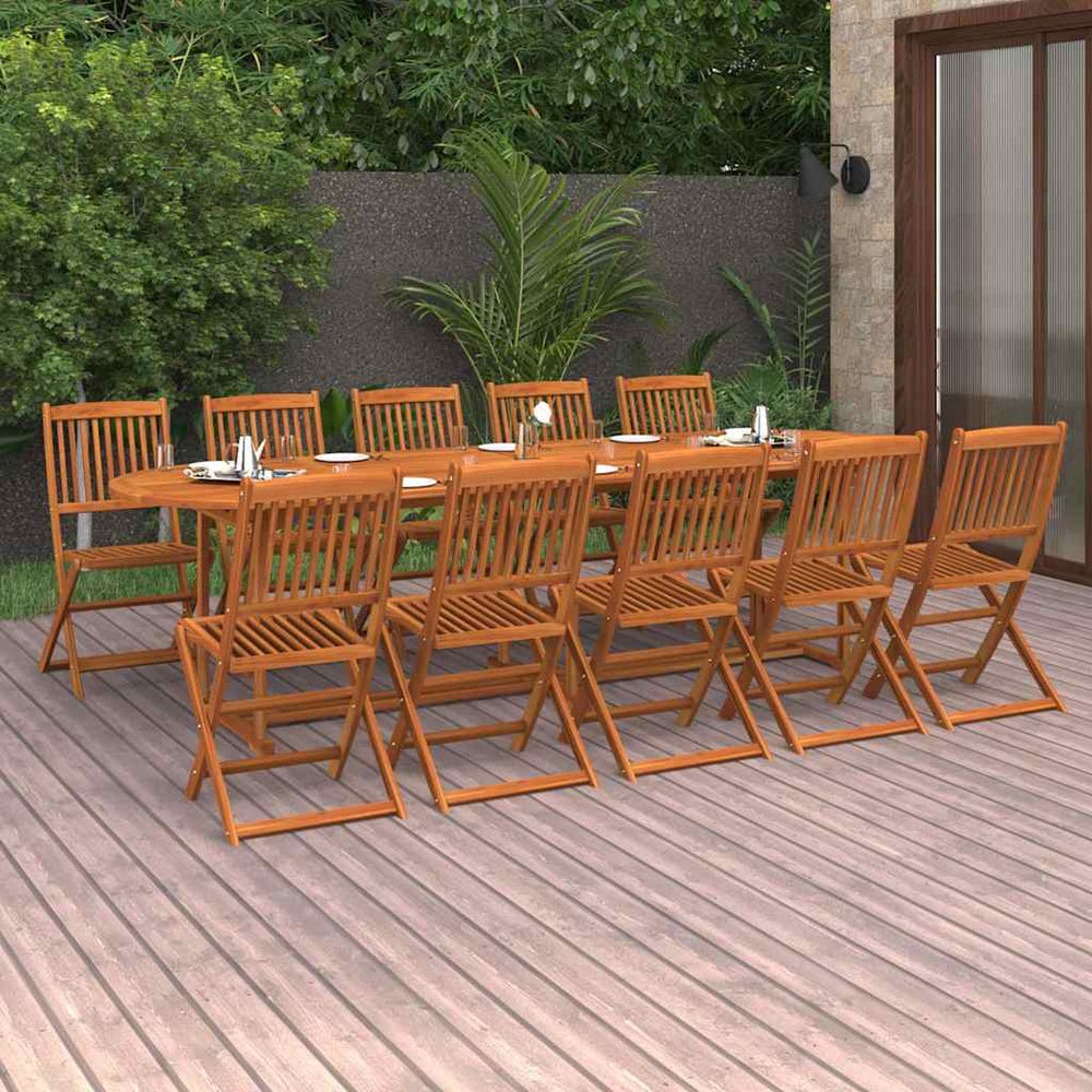 vidaXL 11-piece Outdoor Dining Set 280x90x75 cm Solid Acacia Wood