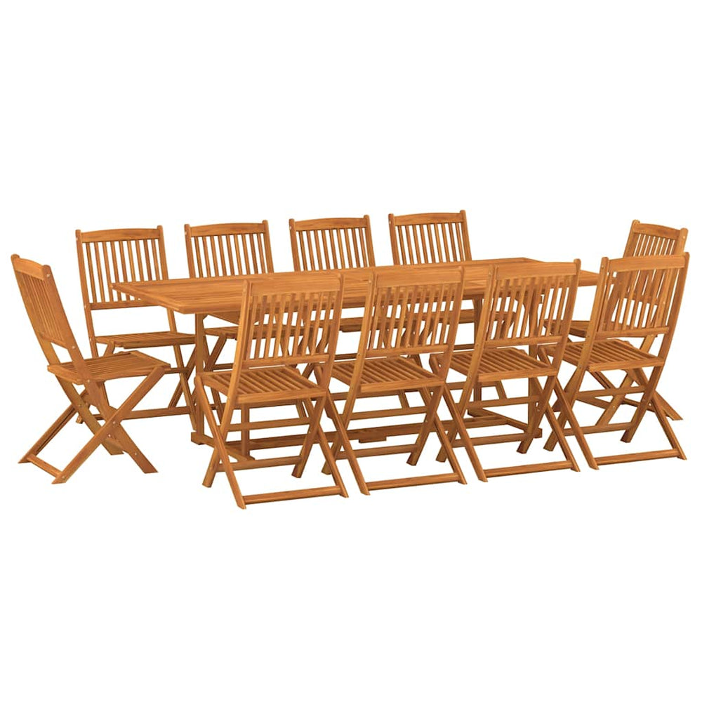 vidaXL 11-Piece Outdoor Dining Set 220x90x75 cm Solid Acacia Wood