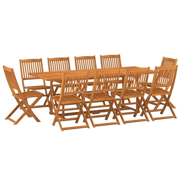 vidaXL 11-Piece Outdoor Dining Set 220x90x75 cm Solid Acacia Wood