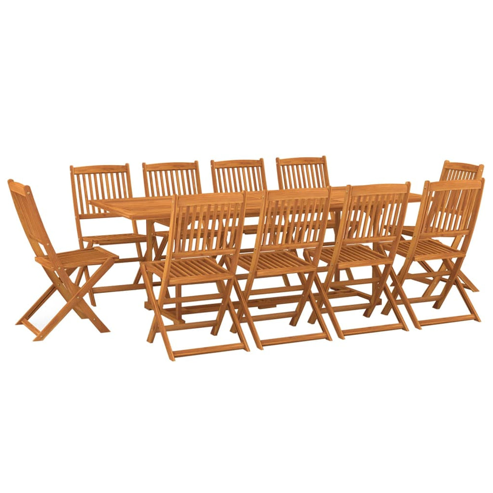 vidaXL 11-Piece Outdoor Dining Set 220x90x75 cm Solid Acacia Wood