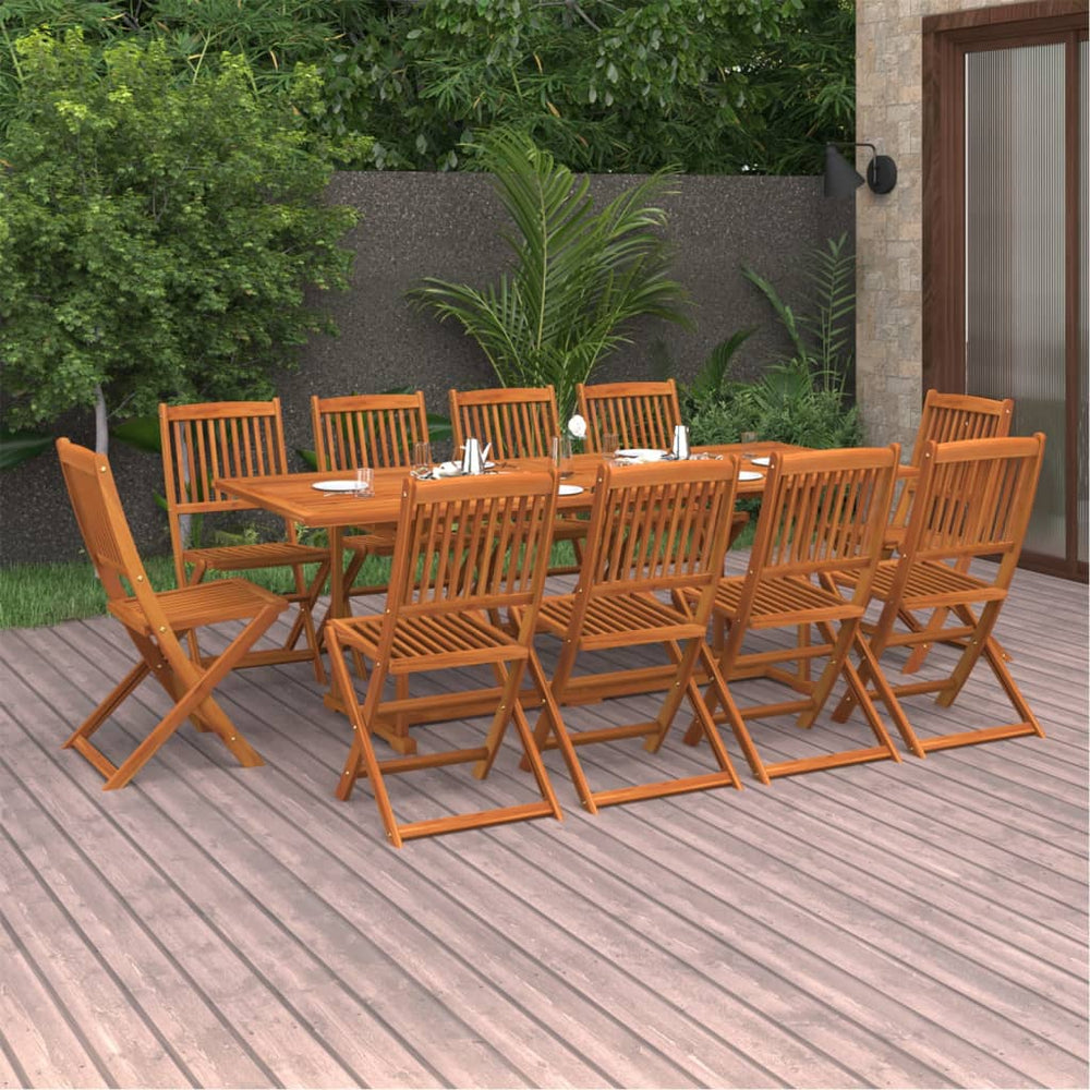 vidaXL 11-Piece Outdoor Dining Set 220x90x75 cm Solid Acacia Wood