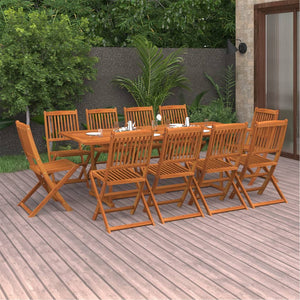 vidaXL 11-Piece Outdoor Dining Set 220x90x75 cm Solid Acacia Wood