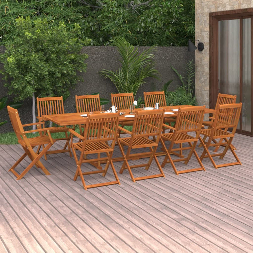 vidaXL 11-piece Outdoor Dining Set 280x90x75 cm Solid Acacia Wood