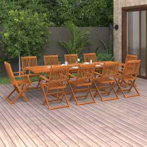 vidaXL 11-piece Outdoor Dining Set 280x90x75 cm Solid Acacia Wood