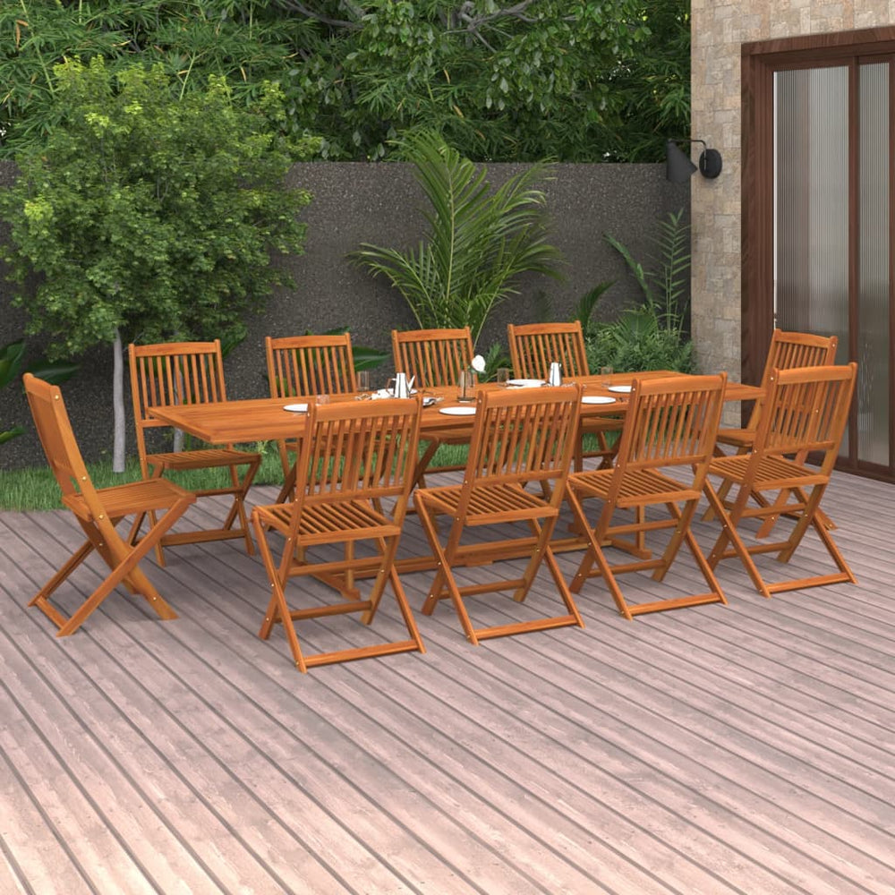 vidaXL 11-piece Outdoor Dining Set 280x90x75 cm Solid Acacia Wood